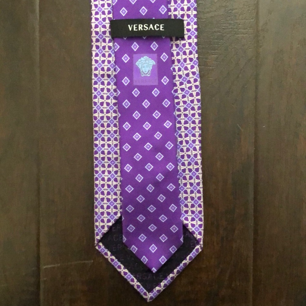 Versace Tie 100% Silk- Purple Dual Pattern